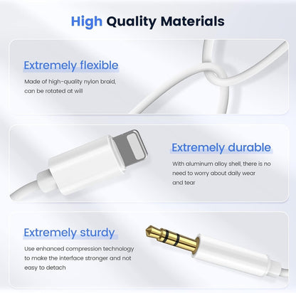 (Apple MFi Certified) iPhone AUX Cord for iPhone,Lightning to 3.5mm AUX Audio for Car Stereo Cable,Speaker,Headphone Jack Adapter Cable Compatible for iPhone 14/13/12/11/XR/X/8/7,Support All iOS-3.3ft