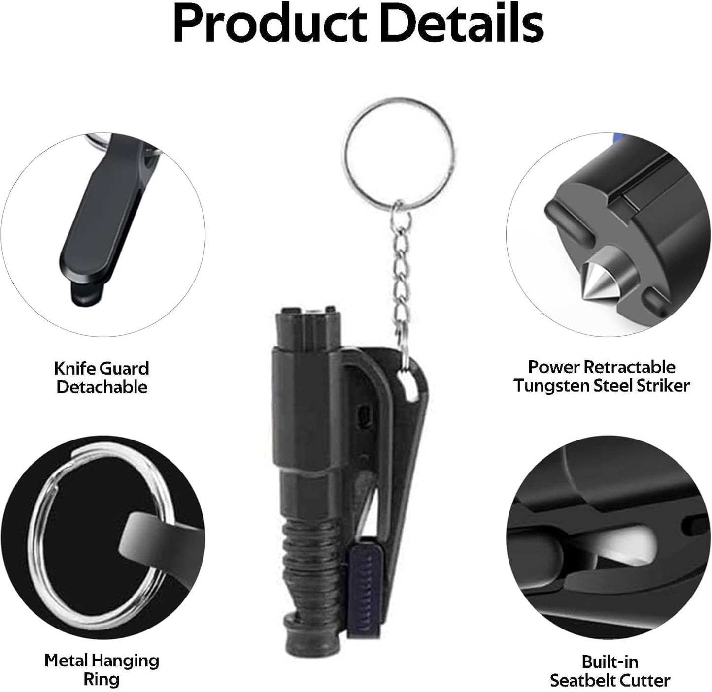 8Pcs 3 in 1 Seatbelt Cutter and Window Breaker, Car Window Breaker Keychain Seatbelt Cutter Glass Breaker, Car Emergency Escape Tool for Automotive Accidents