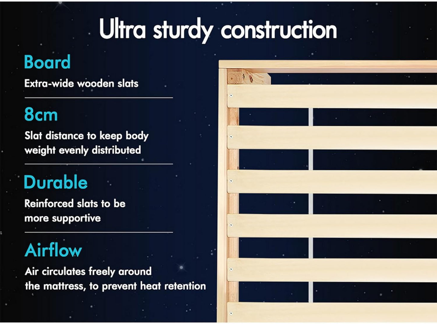 ALFORDSON Queen Bed Frame Wooden Bed Base with Solid Wood Pine Timber Slats, Oak Bed Foundation Mattress Base Platform with Storage Space, Pramod Series Bedroom Furniture
