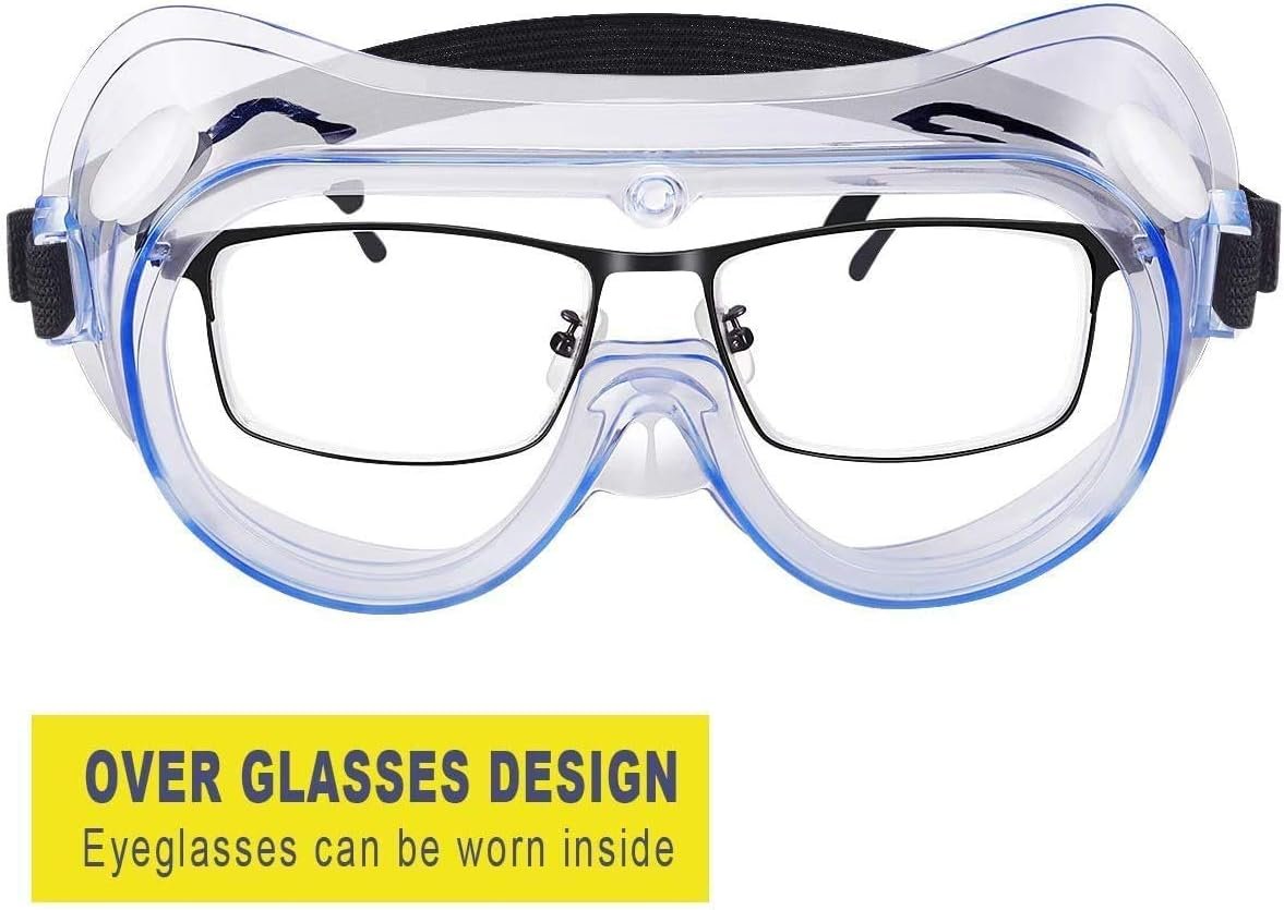 2 Pack Safety Goggles Over Glasses-Perfect for Industrial,Work,Construction,Shooting