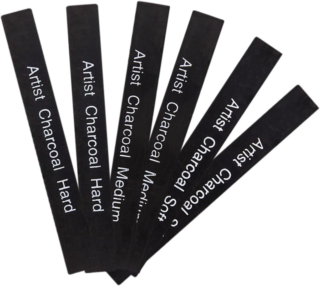 TEHAUX Professional Shading Charcoal Sticks 6 Soft-medium-hard Carbon Rods for Students