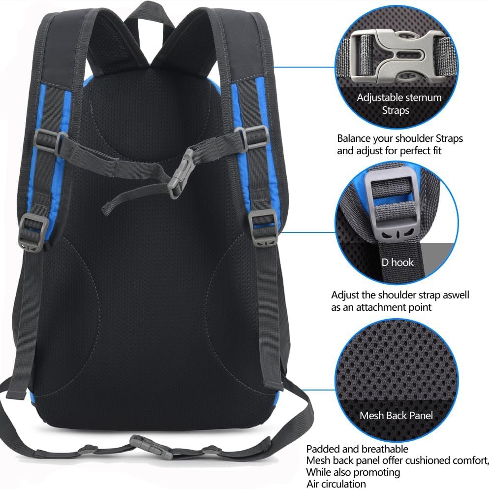 Bseash Small 20L Outdoor Hiking Backpack, Lightweight Waterproof Travel Daypack for Kids Girls Boys Cycling Camping