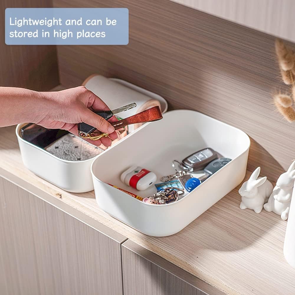 Plastic Storage Bins, Set of 6 Storage Boxes with 4 Lids, Storage Basket with Handle, Versatile Storage Box for Bathroom, Kitchen, Office, Living Room