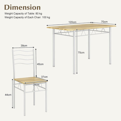 Giantex 5 PCS Dining Table Set, Counter Height Table with Spacious Rectangular Tabletop, Dining Desk w/ 4 High Backrest Chairs & Anti-Slip Pads, Kitchen Furniture for Home Restaurant (Silver+Natural)