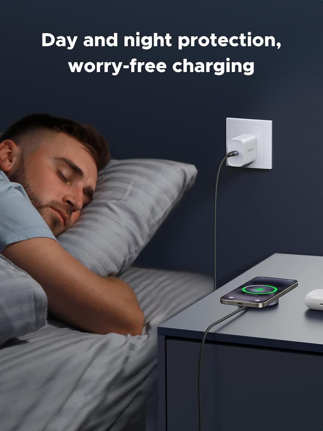 UGREEN MagFlow Qi2 15W Wireless Charging Pad, Wireless Charger MagSafe Compatible, Magsafe Charger with 1.5 m Cable, for iPhone 16/15/14/13/12 and AirPods