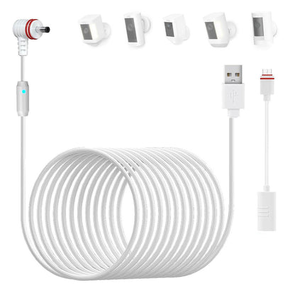 1Pack 24.9 ft/7.6m USB Power Charging Cable with Type-C Adapter Cable and LED Alert Light, Compatible with Ring Camera (Spotlight Cam, Stick Up Cam/Pro, Spotlight Cam Plus/Pro)