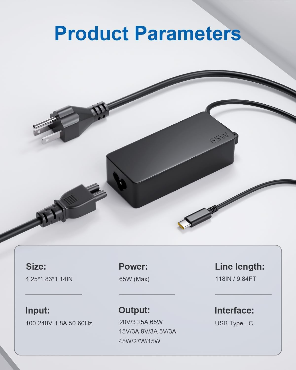 65W USB C Laptop Charger for Lenovo Thinkpad X1 Carbon T470 T480 T490 T590 E580 E590 E595 Yoga IdeaPad Chromebook Power Supply Adapter Cord 20V 3.25A