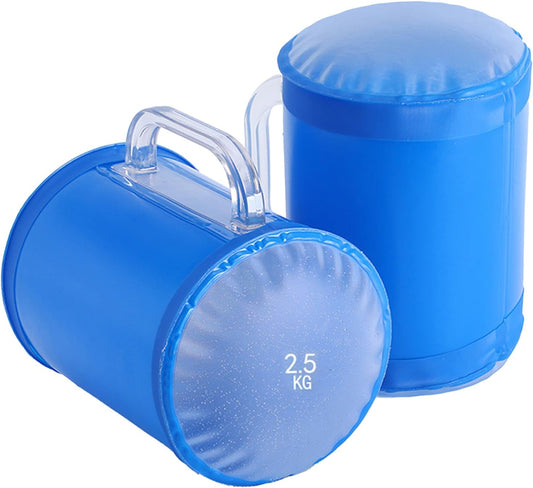 Core Strength Trainer, 2-Pack Adjustable Dumbbells, 5.51x5.51x6.3 Inches, 5KG Capacity Each, Compact Muscle Workout Gear, Water Filled Weights for Travel Fitness, Home, Beach