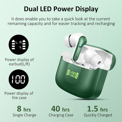Wireless Earbuds, Bluetooth Headphones 5.3 NEW Ear Buds with 4 ENC Noise Cancelling Mic, Deep Bass HiFi Stereo 40H in Ear Earphones with LED Display, IP7 Waterproof Wireless Headphones for Android/iOS