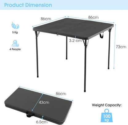 Costway Folding Camping Table, Portable Picnic Camp Table with Handle, Outdoor Lightweight Dining Table with All-Weather HDPE Tabletop and Rustproof Steel Frame (Gray)