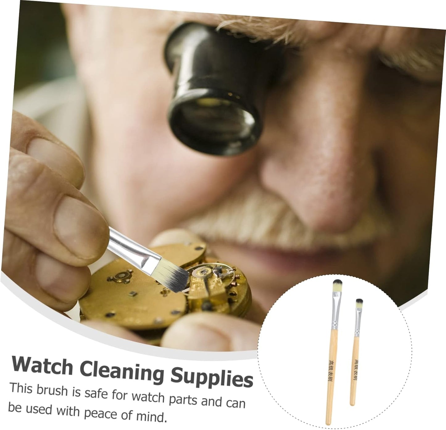 Ciieeo 2Pcs Watch Cleaning Brushes Handle Soft Brush for Watch Movement Part Cleaning Essential Watch Repair Tools Comfortable Grip and Design