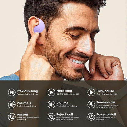 Sonicefit Wireless Hanging Earbuds Bluetooth 5.4 Headphones, Waterproof Bass Stereo Open Earbuds Bluetooth Noise Cancellation Over Earbuds Headsets Wireless Earbuds for Workout,Running (Purple)