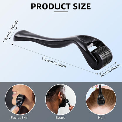 Titanium 0.25mm Microneedle Roller for Face & Body - Advanced Beard & Hair Growth Tool, Household Facial Beauty Roller, Perfect Skin Care Solution for Home & Salon Use (6 PCS Black)