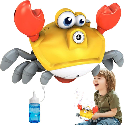 Toddler Bubble Machine, Dancing Crab Blower Toy, 9.45x5.63x4.84 Inches, Durable ABS Shell, Automatic Output, Interactive Bubble Maker with Lights and Music for Outdoor Play Fun