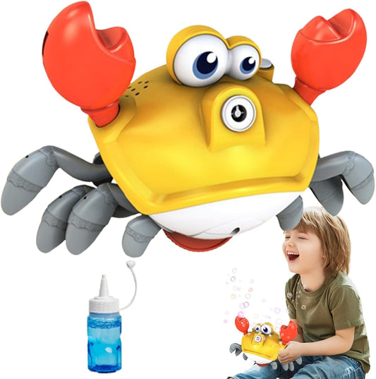 Toddler Bubble Machine, Dancing Crab Blower Toy, 9.45x5.63x4.84 Inches, Durable ABS Shell, Automatic Output, Interactive Bubble Maker with Lights and Music for Outdoor Play Fun