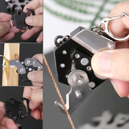 Multitool Card Key Chain - Hexagonal Kit with Micro Screw Driver Set, Allen Wrench, Rope Cutter, Knife, Ruler,Bottle Opener, Mini Folding EDC Tools for Outdoor Survival Camping Hiking Simple Repair