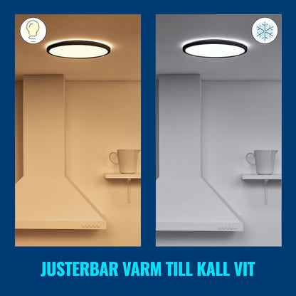 WiZ Smart SuperSlim WiFi Ceiling Light, White Cold White Dimmable Light, 16 W, Black, SpaceSense Technology, Voice Control (Alexa, Apple HomeKit, Google Home)