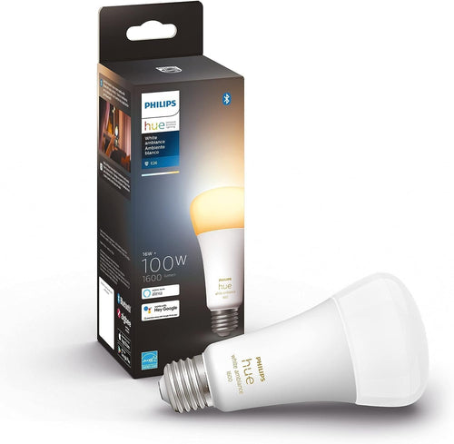 Philips Hue White Ambiance 16W Equivalent 100W A21 Base E26 LED Smart Bulb, Warm-to-Cool White Light, Bluetooth & Zigbee Compatible, Voice Activated with Alexa & Google Assistant