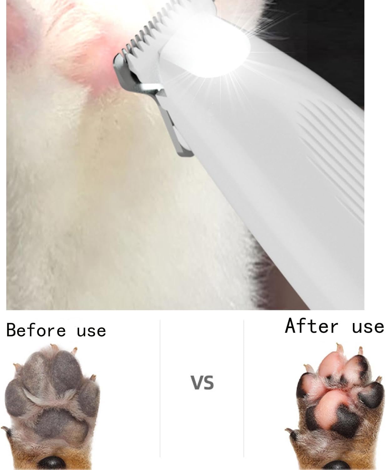 Lqucwepp Electric Pet Paws Trimmer with Light,Washable Dog/Cat Hair Clipper Low Noise Waterproof Trimmer Grooming Shaver Pet Razor for Pets, Eyes, Face, Ears, Paw
