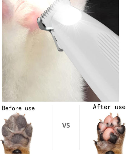 Lqucwepp Electric Pet Paws Trimmer with Light,Washable Dog/Cat Hair Clipper Low Noise Waterproof Trimmer Grooming Shaver Pet Razor for Pets, Eyes, Face, Ears, Paw