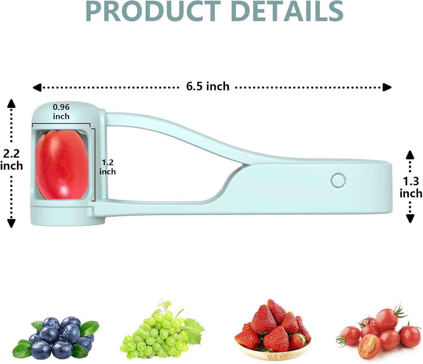 WhiteRhino Grape Cutter/Slicer for Toddlers Baby,Grape Cherry Tomato Strawberry Cutter Quarter Fruit Slicer Tool for Vegetable Fruit Salad Cake Decoration,Stainless Steel Kitchen Gadget (Blue)