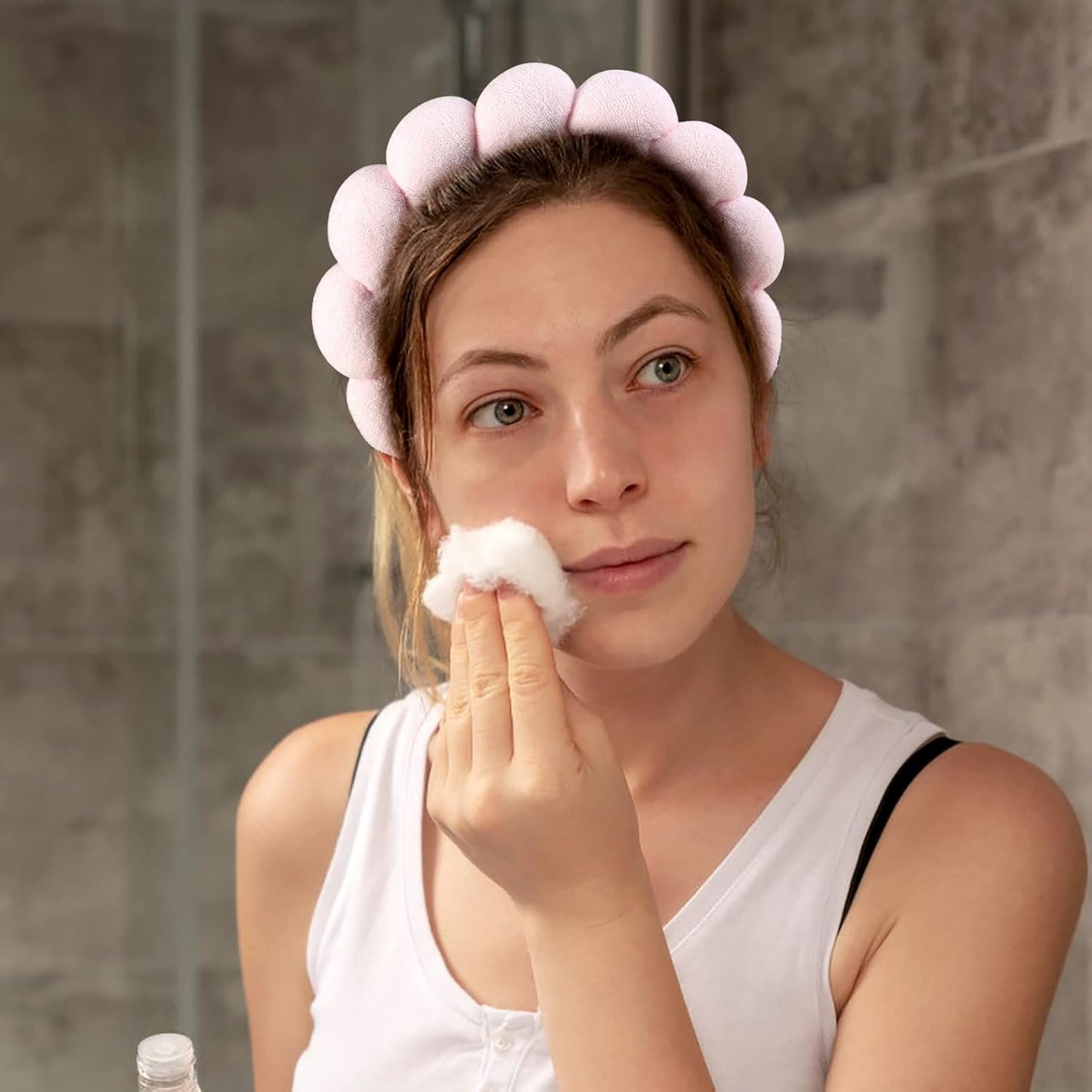 BESTOOL Skin Care Headband for Washing Face,Non-slip Face Wash Headband Sponge Terry Towel Cloth Fabric Bubble Makeup Skincare Headbands for Women Makeup Removal Spa Shower Hair Accessories(Pink)