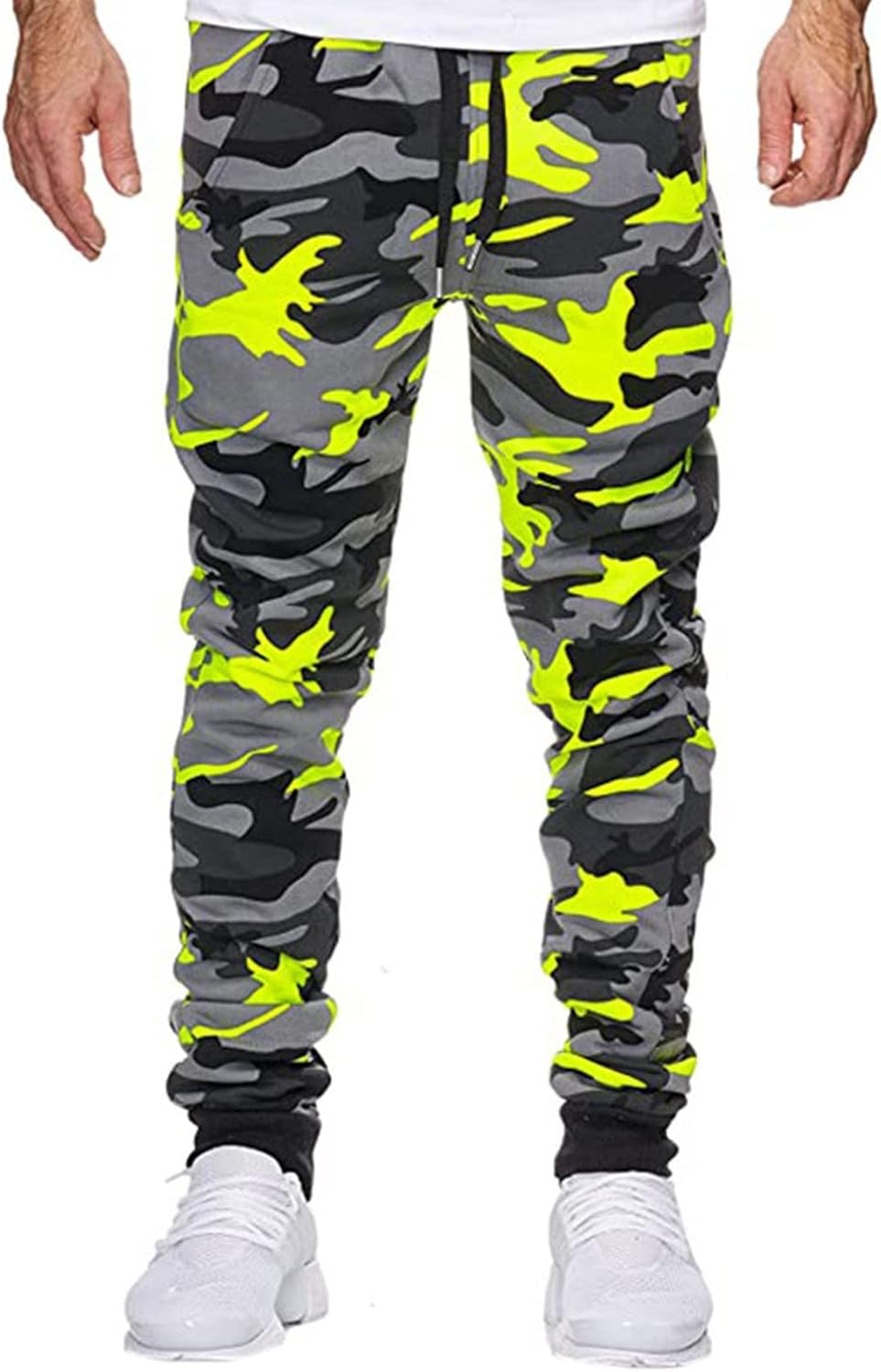 Tech Pant Fitness Casual Shot Men's Sports Camouflage Jogging Print Trousers Men's Running Pants, Yellow, XL, yellow, XL