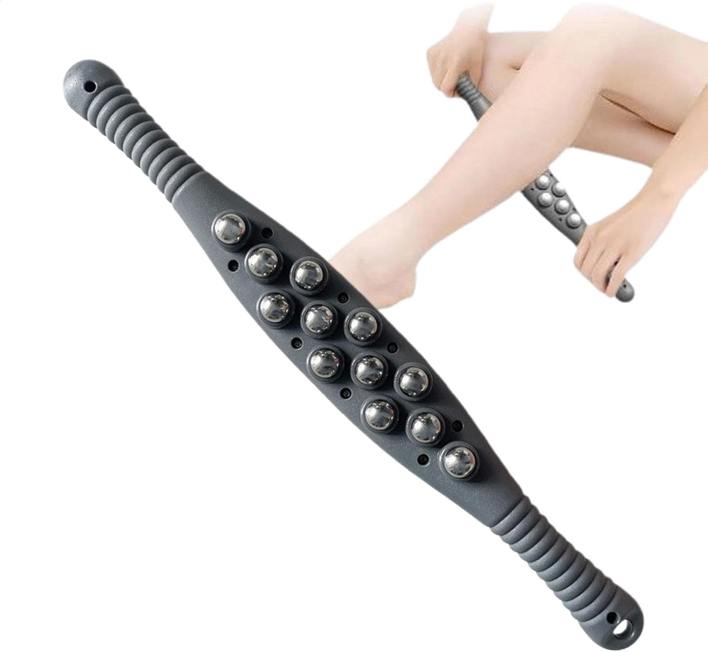 Furtryvl Handheld Massager Roller - Steel Ball Massage Roller | 360 Degree Rolling Ball Massage Tool for Abdomen, Shoulder, Back, Calves, and Thigh