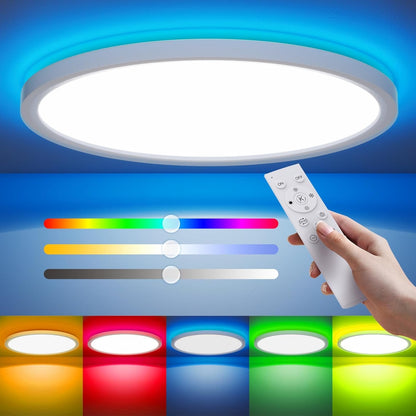 Aphyni Smart Ceiling LED Lights 15.8 Inch, 36W 3600LM Ceiling Lights with Remote 2700-6000K, Ultra-Thin Round RGB Flush Mount Ceiling Light for Bedroom Kids Room - CE/ERP