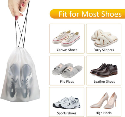 H HOME-MART Clear Shoe Bags for Travel,Waterproof Dustproof Drawstring Travel Shoe Bag for Packing, Portable Travel Shoe Storage Bag to Men and Women