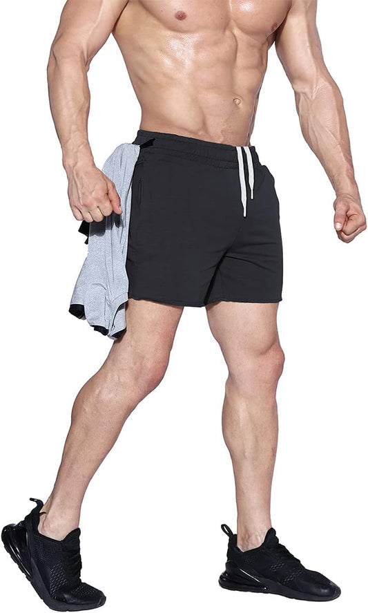 ZENWILL Mens Workout Sport Shorts Gym Athletic Short for Men with Towel Belt