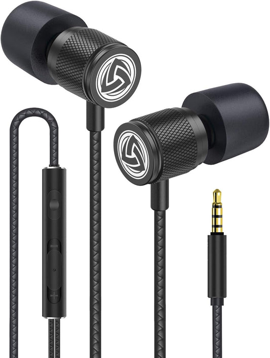 LUDOS Ultra Wired Earbuds with Microphone in-Ear Headphones - Wired Earphones with Microphone & Volume Control, Memory Foam, Reinforced Cable, Noise Isolating, Compatible with iPhone, iPad