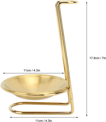 Aladeno Poggiamestolo Portamestolo Verticale in Acciaio Inossidabile Elegante Pratico Portamestolo di Facile Accesso Gadget da Cucina Porta Utensili da Cucina per la Casa Pentole (Golden mit 1 Teller)