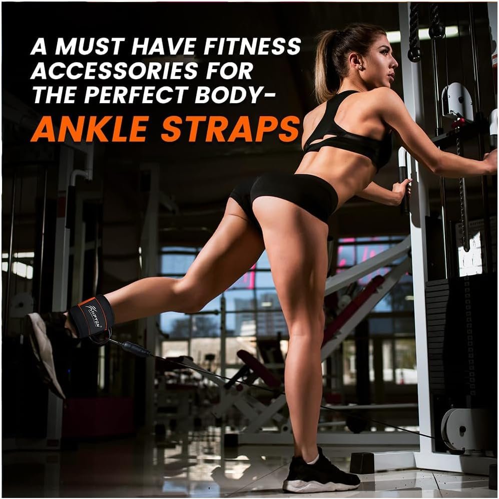 HPYGN Ankle Strap for Cable Machine Attachment, Gym Ankle Cuff for Leg Extensions, Lower Body Exercises, Booty Hip Abductors Exercise for Men Women, A Pair Adjustable Leg Straps with Neoprene Padding