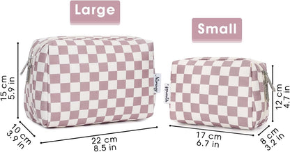 Narwey Toiletry Bag Large Beauty Case Organizer Makeup Kit Toiletry Bag Makeup Bag Women Girls, Pink Checkerboard, Toiletry Bag