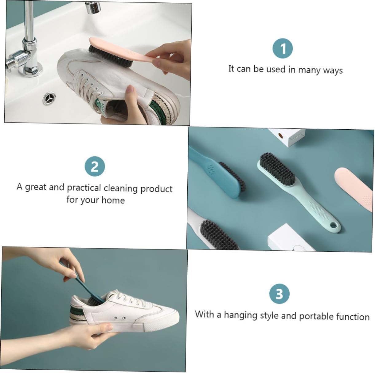 Holibanna Set Di Spazzole Per Scarpe E Vestiti Family Essential Da 4 Pezzi Con Manico E Setole Anti-pelucchi Per La Rimozione Delle Macchie