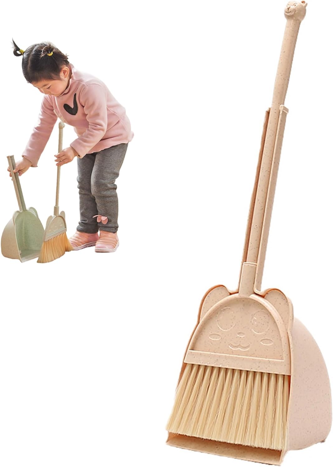 Kid Broom and Dustpan Set Cute & Mini Child Broom and Dustpan Set Educational Housekeeping ABS Toddler Cleaning Kit for Home, Kindergarten