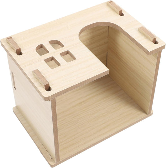 YARNOW Small Animal Hideout Villa Wooden Home for Hamster Guinea Pig Chinchilla Rat Mouse Gerbil Bunny Stylish and Secure Hideaway Feeding Watering Station