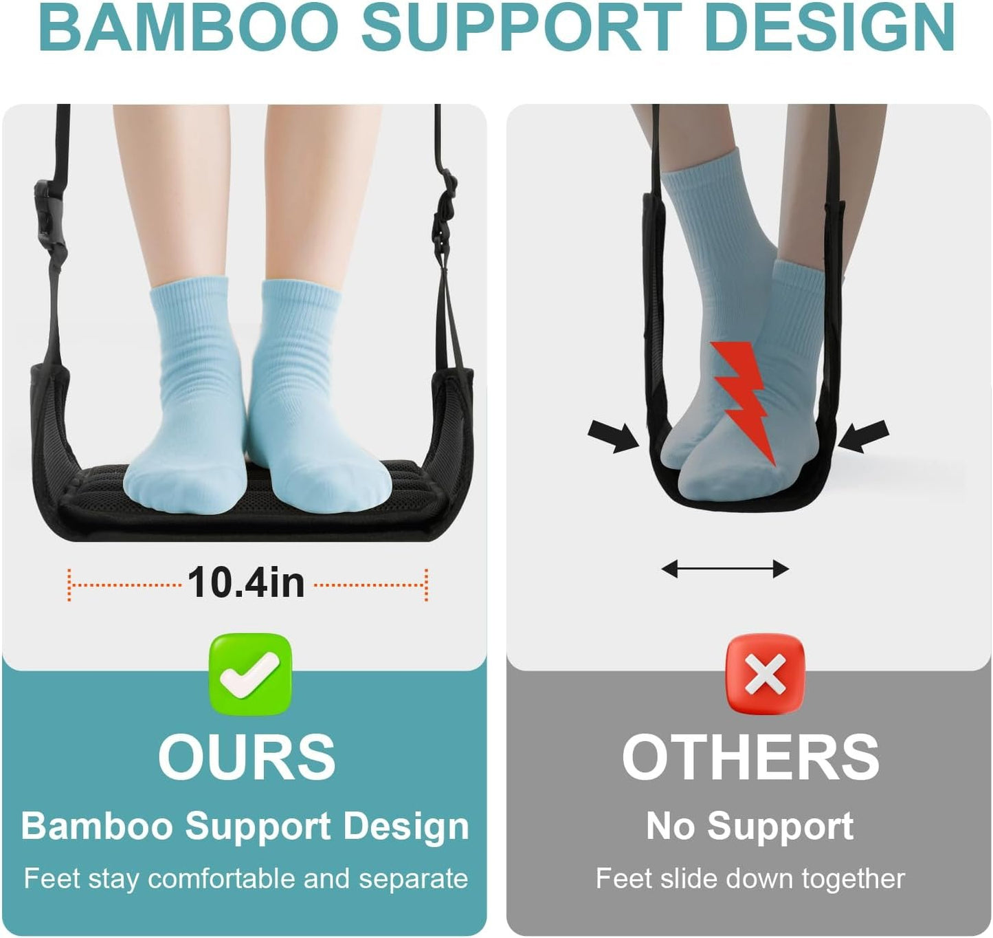 Foot Hammock for Plane Travel,Anti-Squeeze Airplane Foot Rest with Extended Adjustment Strap, Leg Hammock for Airplane Travel Essentials,Plane Foot Hammock to Relax Your Feet