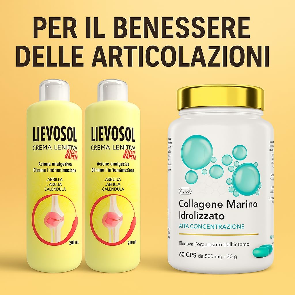 Marine Collagen with Hyaluronic Acid and Arnica Cream - Anti-Aging and Soothing Treatment with Lievosol and CL-38 - Deep Hydration, Skin Elasticity, Muscle and Joint Relief - 200ml