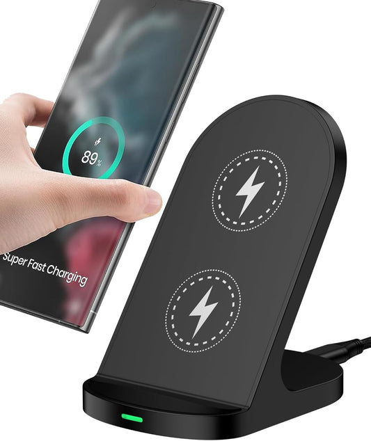 15W Fast Samsung Wireless Charger Stand, Qi Certified Wireless Charging Station for Samsung Galaxy S25 S24 S23 Ultra, Z Fold6, Z Flip5, Android Phone Wireless Charging Stand for iPhone 16 15 Pro Max