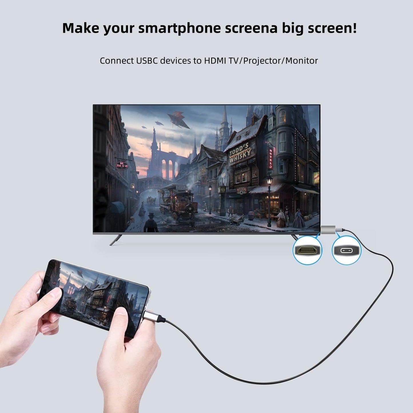 USB C Female to HDMI Male Adapter, 4K@60Hz Uni-Directional USB Type C Source to HDMI 2.0 Display Converter Thunderbolt 3/4 to HDMI for MacBok Pro/Air, Galaxy S8 to S23, Surface - 1 Pack