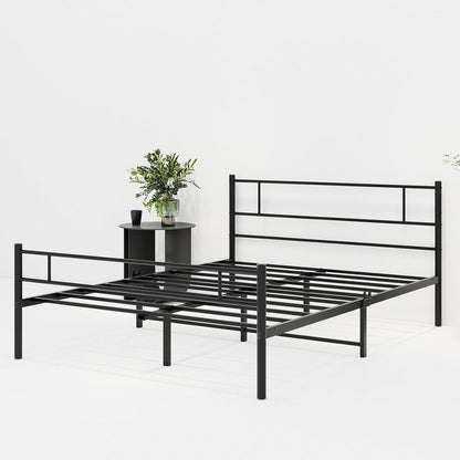 JUISSANO Metal Queen Bed Frame with Headboard,Platform Bed Frame Queen Size Mattress Foundation,No Box Spring Needed,Under Bed Storage,Steel Slats Support,Noise Free,Black Queen Size Bed Frame