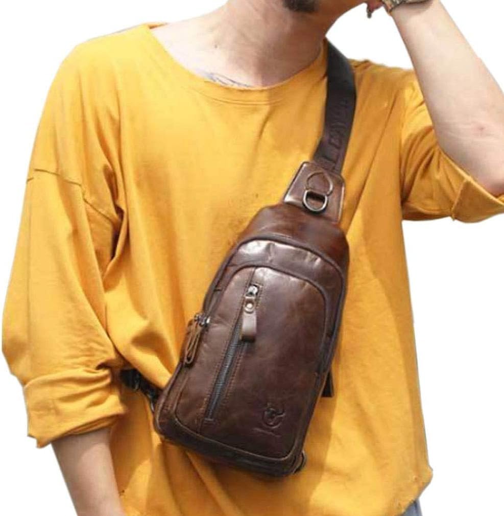 Xieben Vintage Leather Sling Chest Bag Crossbody Pack for Men Women Travel Outdoor Shoulder Pack Backpack Daypack