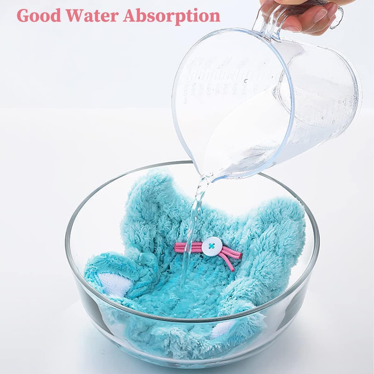 mdoahny 2Pcs Microfiber Quick Drying Towel Wrap for Kids Girls, Kids Hair Towel Wrap, Cute Ears Cap Wrapped Bath Tool Hair Turban, Absorbent Hair Dry Hat Cap Lightweight Hat Headscarf, Blue and Pink