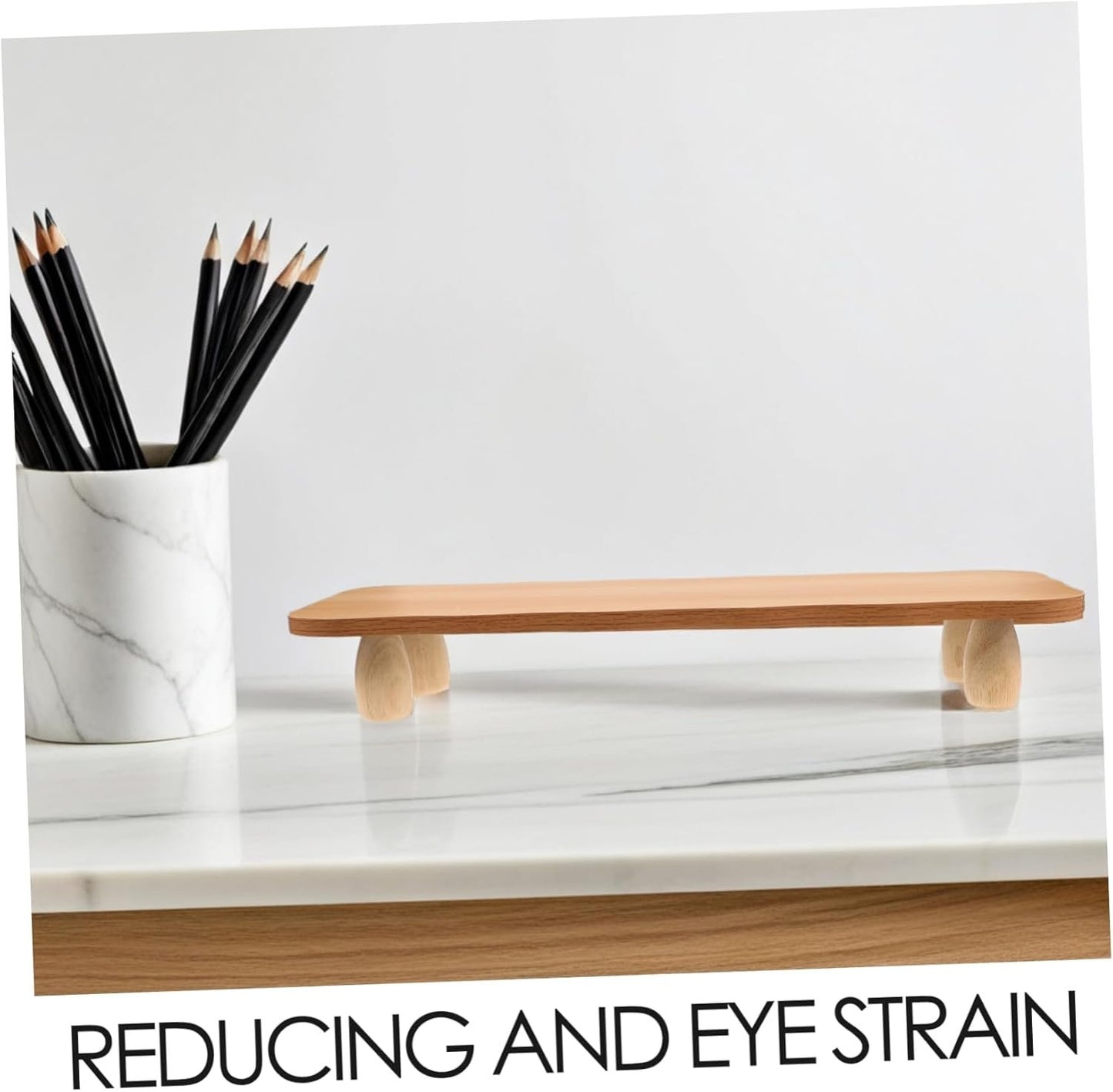 ETHZZLE Desktop Monitor Stand Riser Wooden Floor Riser for Enhanced Workspace Organization Stylish Office Desk Storage Shelf Optimizes Viewing Angle and Reduces Eye Strain