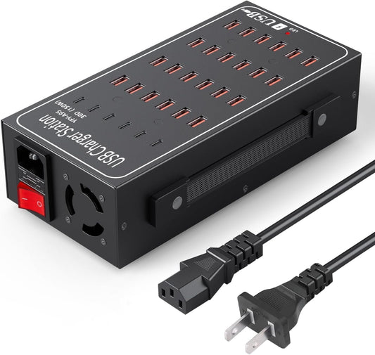 USB Charging Station, Multiple Fast Charging Block 150W USB Charger 30 Port Charging Hub Type c Charging Station, Multi USB Charger for iPhone 16/15/14 Series/iPad/Samsung/Pixel/LG/Tablet/Android