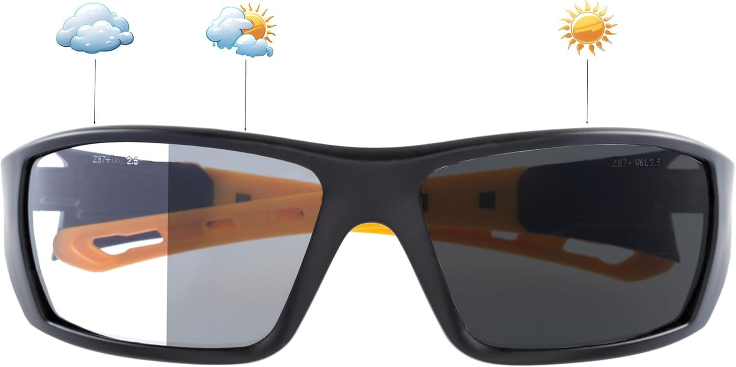 CAT Photoplan Photochromic Safety Glasses, ANSI Z87.1, UV Protection, Anti Fog Universal Fit for Men & Women
