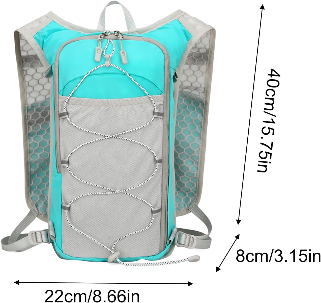 Running Hydration Pack, Reflective Lightweight Vest, 15.75x8.66x3.15 Inches Breathable Sports Bag, 1.5L Water Bladder Carrier, Outdoor Workout Gear for Women Camping Riding Travel