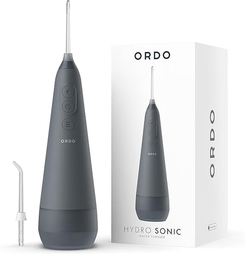 Water Flossers for Teeth, Cordless IPX7 Waterproof Oral Irrigator, 3 Pressure Settings, Portable, Rechargeable Electric Sonic Flosser, Dental Professional Recommended, Charcoal Grey